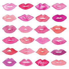 Watercolor lips icon set