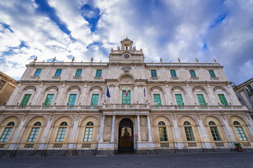 Fototapeta na wymiar University of Catania building at University Square in Catania, Sicily, Italy