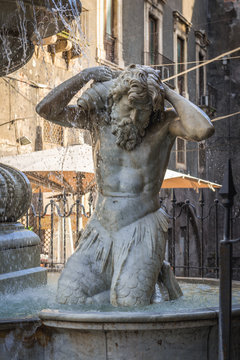 Amenano Fountain near Cathedral Square in Catania, Sicily, Italy
