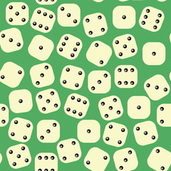 Dice Seamless Pattern on Green Background. Gambling Texture
