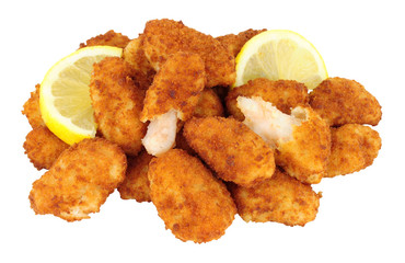 Breadcrumb Covered Fried Scampi Isolated On White