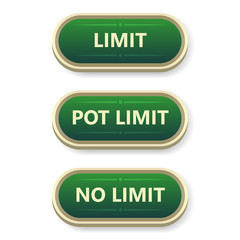Colorful vector gambling and poker buttons with text.
