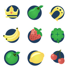 Modern vector set of colorful gambling and casino icons in circle for website or mobile application. Bright and stylish elements for you design.