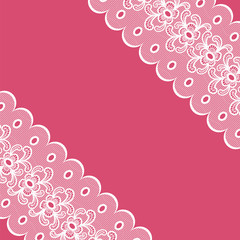 Pink background with two lacy corners.