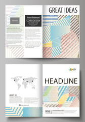 Business templates for bi fold brochure, magazine, flyer, booklet. Cover template, abstract vector layout in A4 size. Minimalistic design with lines, geometric shapes forming beautiful background.