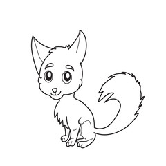 Fox contour coloring character sitting.