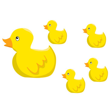 Yellow ducks group cartoon