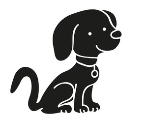 Dog black silhouette icon isolated