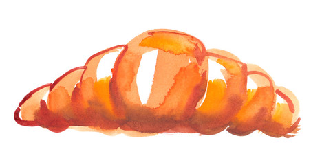 Small croissant painted in watercolor on clean white background - 139923775