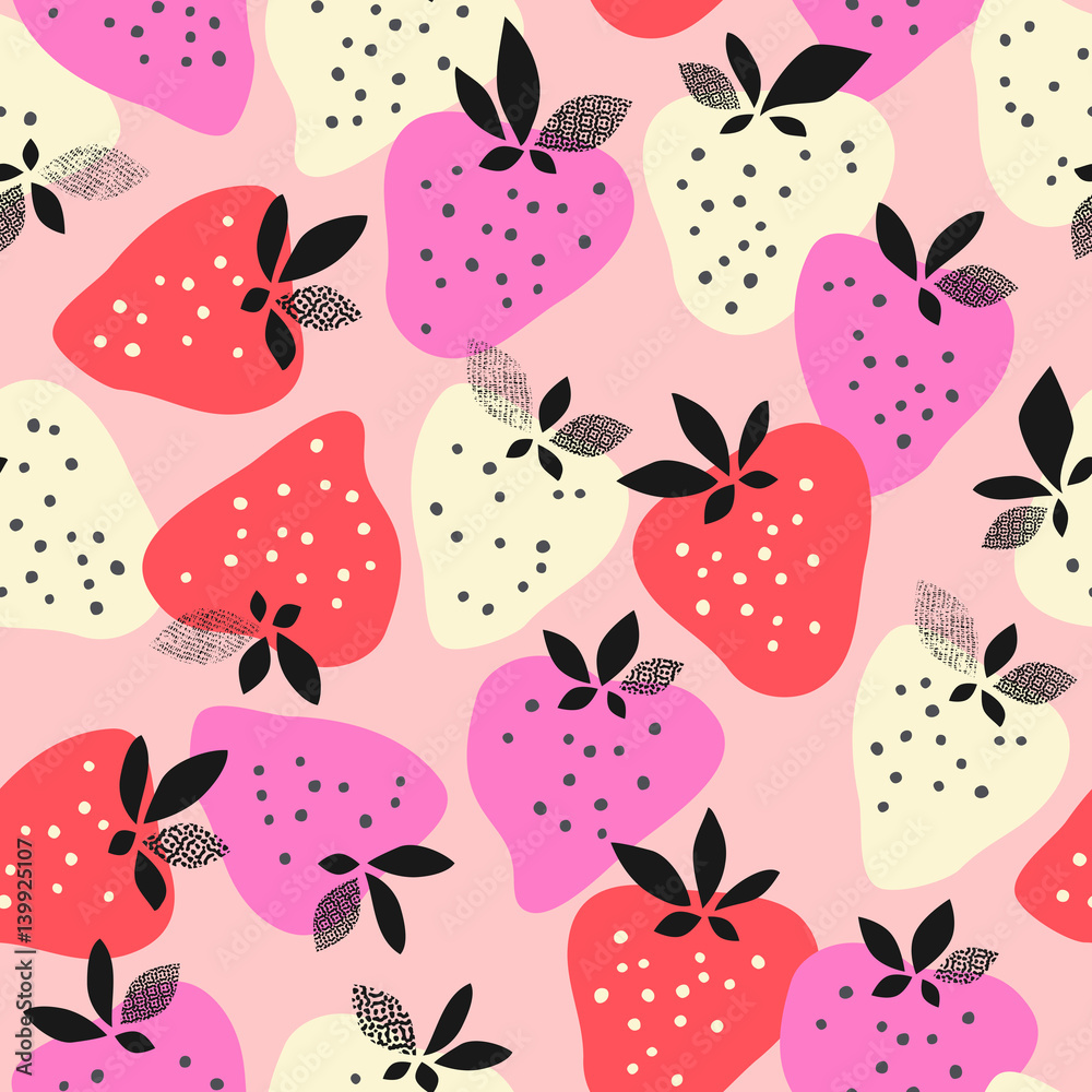 Poster seamless pattern with strawberries