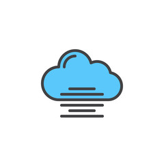 Fog mist line icon, filled outline vector sign, linear colorful pictogram isolated on white. Symbol, logo illustration. Editable stroke. Pixel perfect