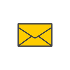 Envelope, mail, message line icon, filled outline vector sign, linear colorful pictogram isolated on white. Symbol, logo illustration. Editable stroke. Pixel perfect