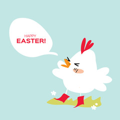 Chicken. Happy Easter. Space for text.