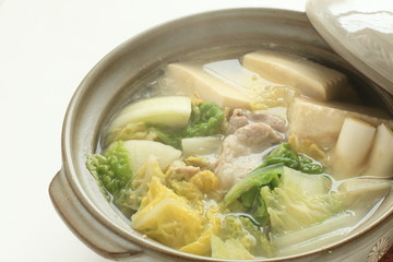 Japanese food, tofu and pork hot pot