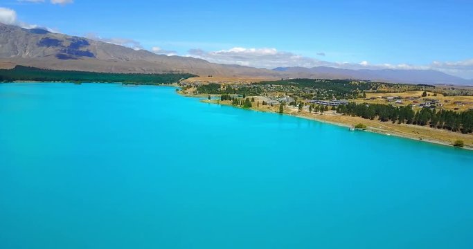 Aerial view of Beautiful Lake Tekapo, NewZealand