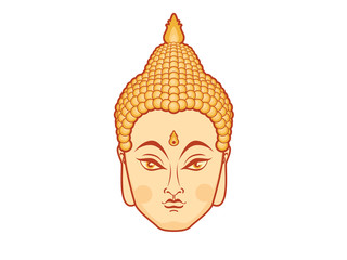 Buddha head vector. Vector illustration of Buddha. Buddha face icon. Buddha on a white background