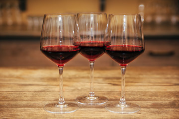 Wine glasses in restaurant