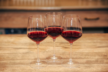 Wine glasses in restaurant