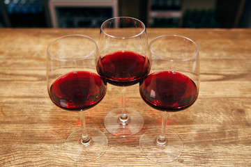 Wine glasses in restaurant