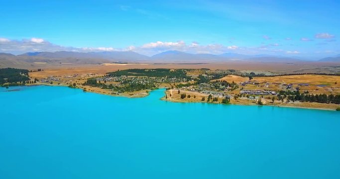 Aerial view of Beautiful Lake Tekapo, NewZealand