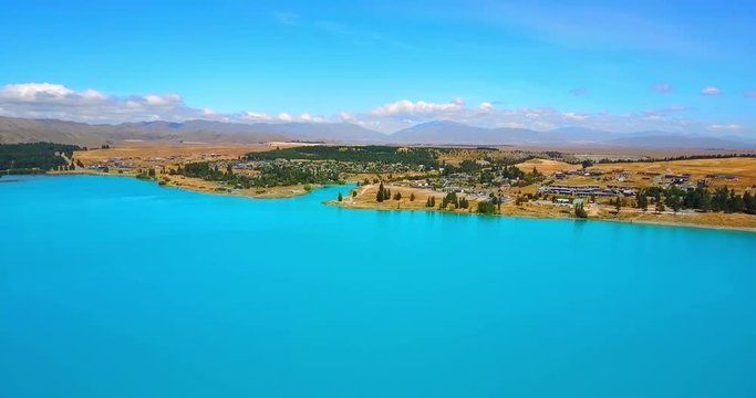 Aerial view of Beautiful Lake Tekapo, NewZealand