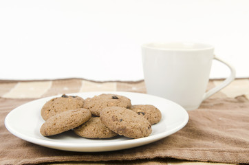 Fototapeta na wymiar Cookies and milk.