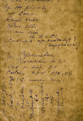 Old paper sheet with a recipe written by hand