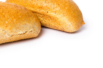 bread of bran on the white background