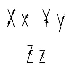 Letters X, Y, Z barbed wire