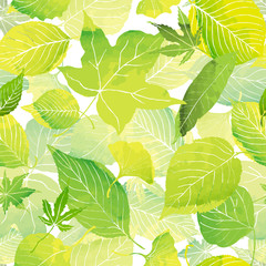 seamless pattern of green leaves