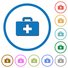 First aid kit icons with shadows and outlines