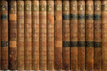 Old antique books on the shelf