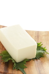 Tofu on Shiso for asian food image