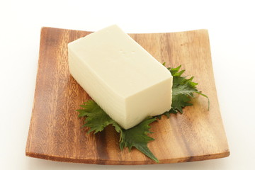 Tofu on Shiso for asian food image