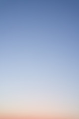 Clear sky without clouds, sunset. Sky background or gradient.