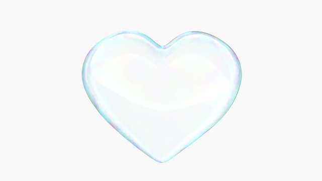 
Soap bubble in shape of heart beats in the middle of the screen.
Loop ready animation of soap bubble beating on white background.