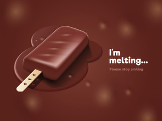 Chocolate melting ice cream with 3d effect