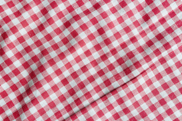 Red linen picnic tablecloth.