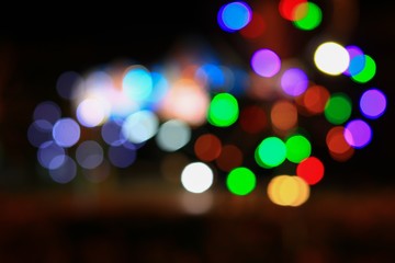 Abstract bokeh light in night festival new year and christmas beautiful background , with copy space add text