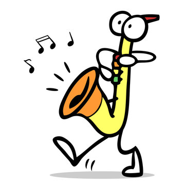 Cartoon Saxophon beim Musik machen