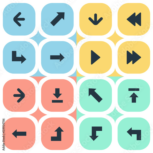 "Vector Illustration Set Of Simple Arrows Icons. Elements Indicator