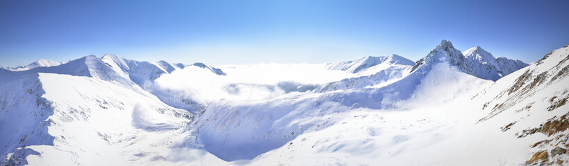 Panoramic view of winter west Tatra mountain.