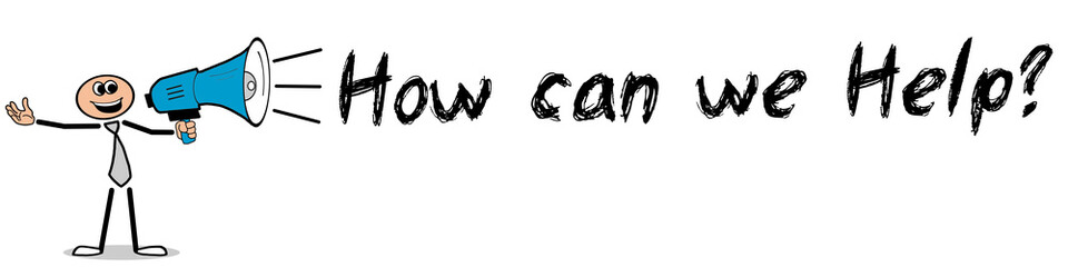 Obraz premium How can we Help? / Mann mit Megafon