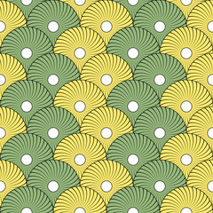 Green and yellow radiant rays seamless pattern. Clipping mask used.
