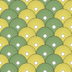Green and yellow radiant rays seamless pattern. Clipping mask used.