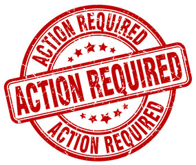 action required red grunge round vintage rubber stamp