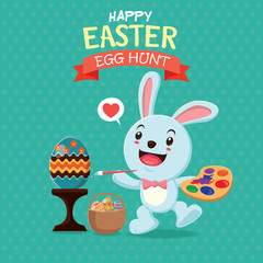 Vintage Easter Egg poster design with Easter rabbit