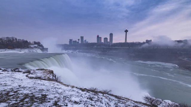 Cloudy sunset at Niagara Falls from the New York side 