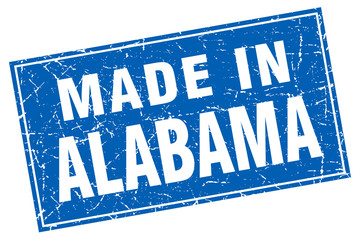 Alabama blue square grunge made in stamp