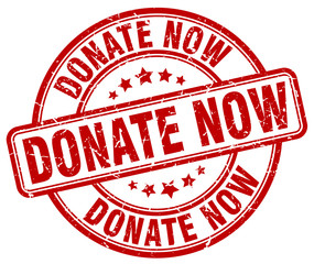 donate now red grunge round vintage rubber stamp